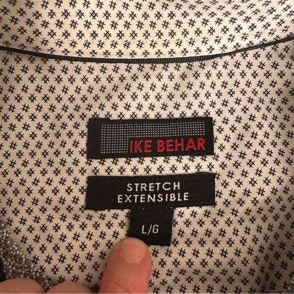 Ike Behar Men’s Black White Short Sleeve Shirt Large - Picture 5 of 9